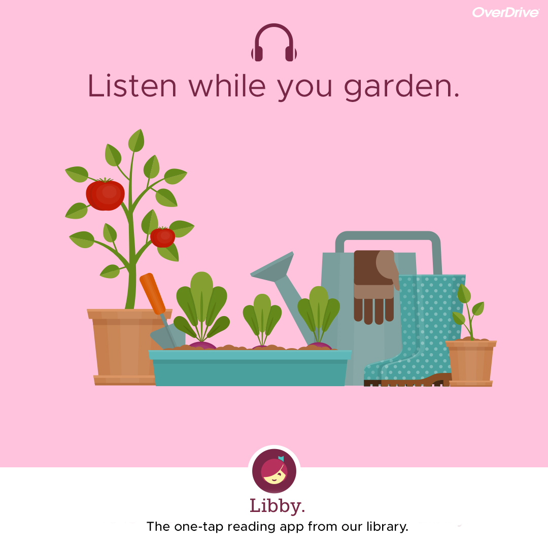 Libby 'Listen while you Work' promotional image showing a desk with work materials.